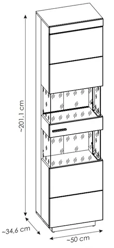 Vitrine - mit Beleuchtung, B ca. 50 cm, Kaschmir, Coast Evoke Eiche Nachbildung