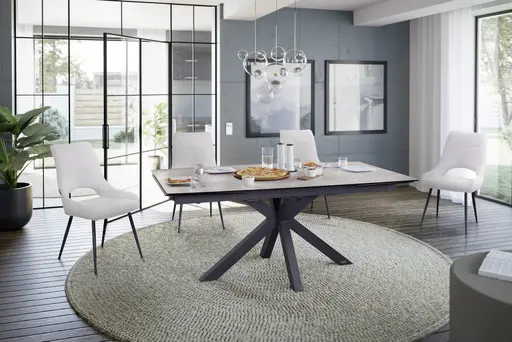 Esstisch MELANIA - ausziehbar, LB ca. 180x95 cm, Glaskeramik, Braun