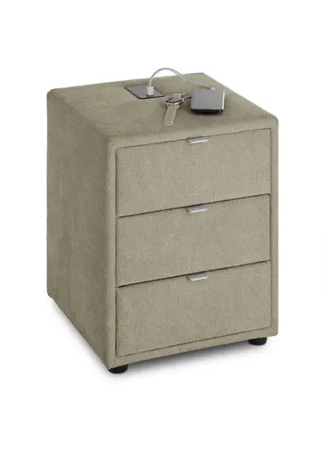 Nachttisch- Inkl. Ladeport, Stoff, Taupe