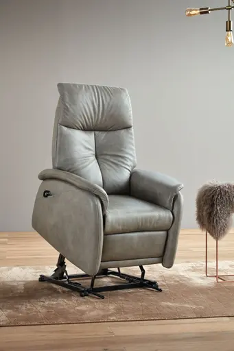 Fernsehsessel EM Bonn - Relaxfunktion (4-motorisch), Leder, Grau