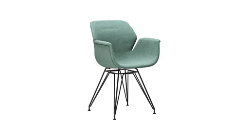 Armlehnstuhl Tooon - Stoff Lagune, Gestell Metall, Schwarz