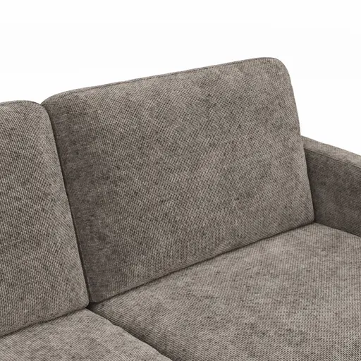Ecksofa Enna - Longchair Links mit 3-Sitzer, Armlehne A, Stoff, Graubraun