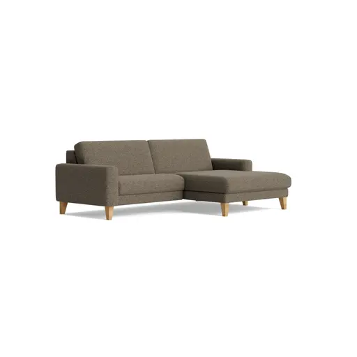 Ecksofa Aracena - 1,5-Sitzer XXL mit Longchair rechts, Stoff, Nougat