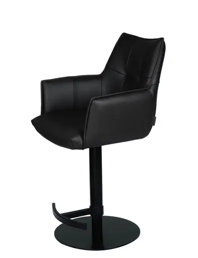 Barhocker MAKANA - drehbar, höhenverstellbar, Stoff, Schwarz