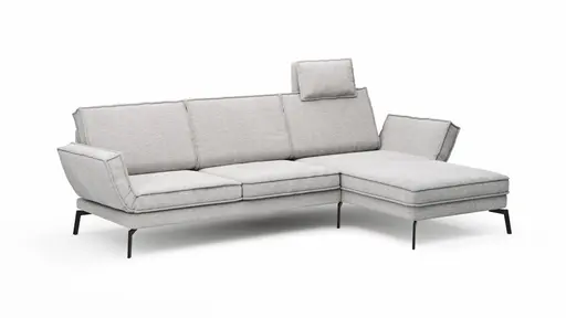 Ecksofa My - 2,5-Sitzer mit Longchair rechts, Stoff, Hellgrau