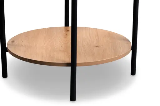 Beistelltisch - Ø/H ca. 52x45 cm, Artisan Eiche Nachbildung, Schwarz