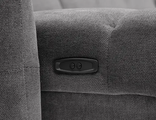 Ecksofa MADAN - 1,5-Sitzer mit Longchair rechts, Sitztiefe verstellbar motorisch, Kopfteil verstellbar, Stoff, Graphite