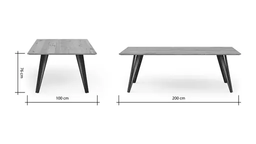 Esstisch Dinner - LB ca. 200x100 cm, Balkeneiche massiv