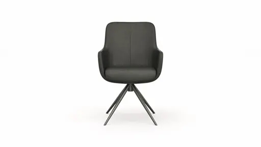 Armlehnstuhl Mis - Leder, Dunkelbraun, Drehbar, Gestell, Anthrazit