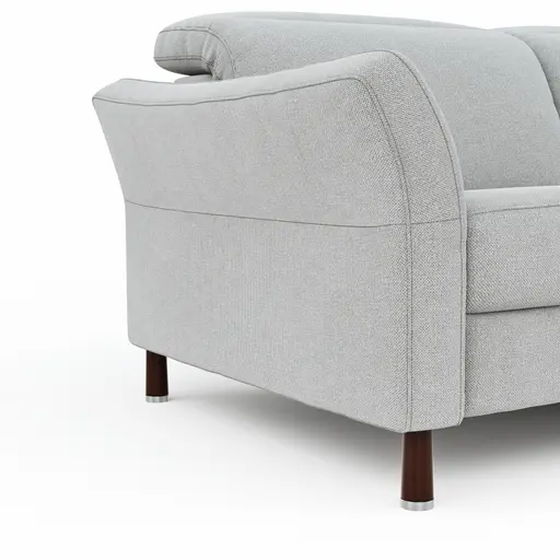 Ecksofa Rafaela - 3-Sitzer, Longchair rechts, Kopfteil verstellbar (manuell), Webstoff, Ecru