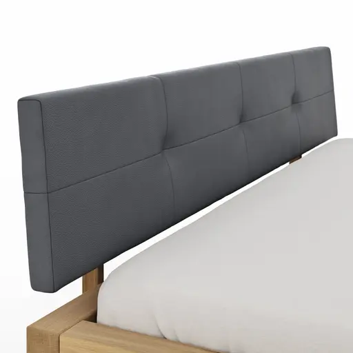 Bettgestell Baltimore - Liegefläche ca. 180x200 cm, Wildeiche massiv, mit Polsterkopfteil Anthrazit