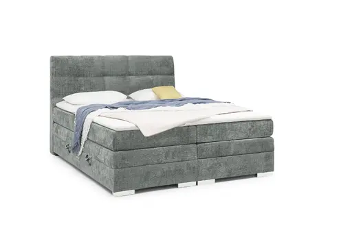 Boxspringbett SANDRIN I- Liegefläche ca. 180x200 cm, Stoff, Grau, inkl. Stauraum