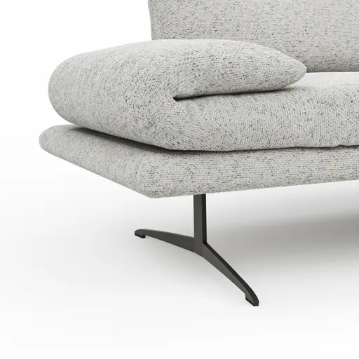 Ecksofa Lucero 2.0 - 2-Sitzer mit Longchair rechts inkl. Sitztiefenverstellung, Drehsitz und Sitztiefe verstellbar, Stoff, Offwhite