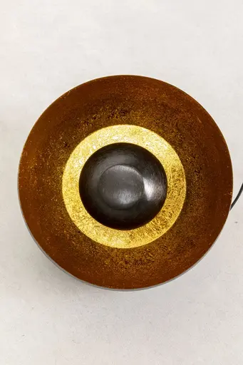 Bodenleuchte- DH ca. 28x24 cm, Stahl vernickelt, Schwarz, Gold