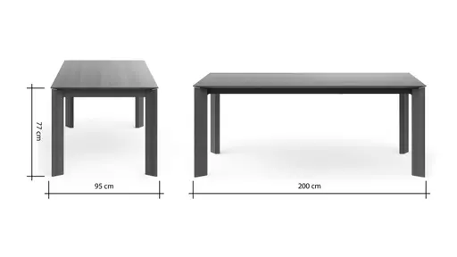 Esstisch Saratoga - ausziehbar, LB ca. 200x95 cm, Buche massiv, silbergrau geölt