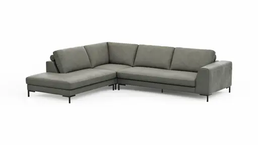 Ecksofa Solano - Ecke Links, 2,5-Sitzer, Leder, Hellgrau