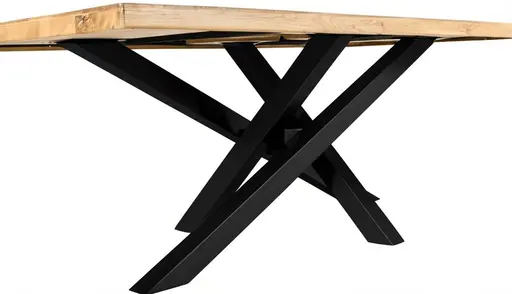 Esstisch - LB ca. 220x100 cm, Wildeiche massiv geölt, Schwarz