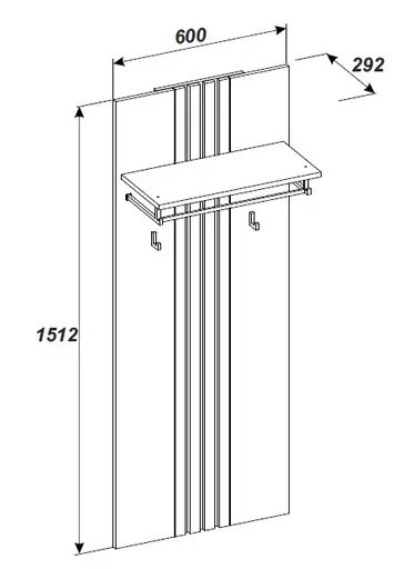 Garderobenpaneel - B ca. 60 cm, Kaschmir, Evoke Eiche Nachbildung