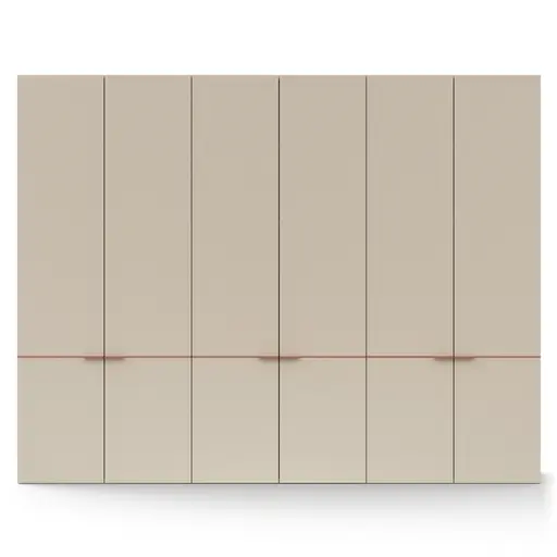 Drehtürenschrank Matera - BTH ca. 301x60x235 cm, Lack Kaschmir, Abs. Pfirsich