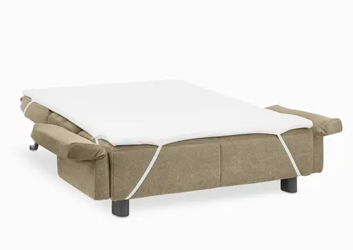  Faltsofa Easy - 2-Sitzer, ca. 140 cm inkl. Schlaffunktion/Topper/Armteil verstellbar, Stoff, Braun
