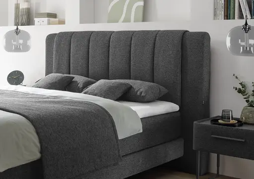 Boxspringbett - Liegefläche ca. 180x200 cm, Stoff, Anthrazit