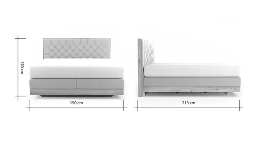 Boxspringbett Alpin Luxe - Liegefläche ca. 180x200 cm, Stoff, Graubeige