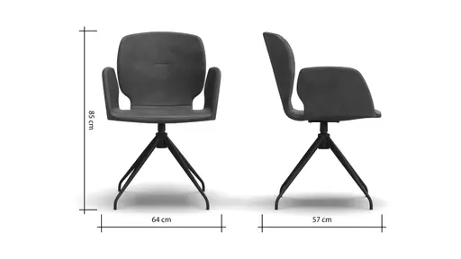 Armlehnstuhl Saltino - drehbar, Leder, Dunkelbraun