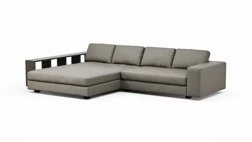 Ecksofa Aprino 1 - Longchair links mit 2,5-Sitzer, Leder, Grau
