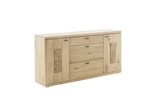 Sideboard - mit Hirnholz Applikation, Balkeneiche, massiv