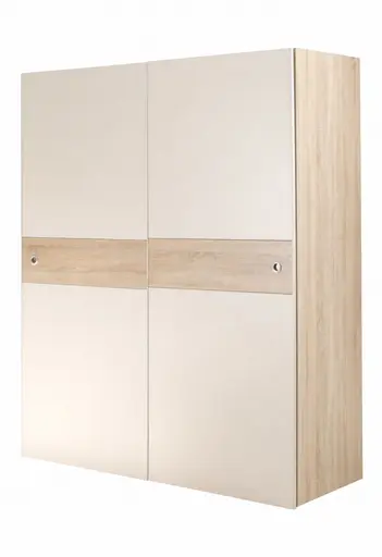 Schwebetürenschrank- B ca. 170 cm, Eiche Dekor, Weiß