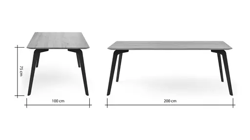 Esstisch Phoenix - LB ca. 200x100cm, Eiche geölt mit Epoxidharz dunkel