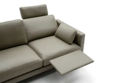 Sofa Cuneo - 2-Sitzer, Leder, Graubraun, Relaxfunktion, motorisch