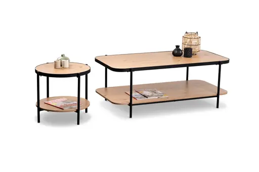 Couchtisch - LB ca. 120x64 cm, Artisan Eiche Nachbildung, Schwarz