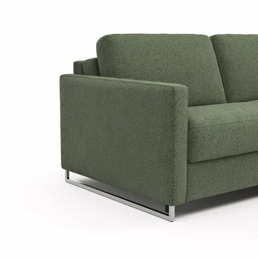 Sofa Nuoro - 2,5-Sitzer inkl. Schlaffunktion, Armlehne mit Kufe, Stoff, Olivgrün
