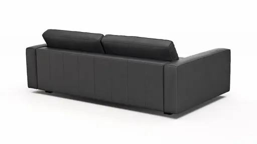 Sofa Aprino 2 - 3,5-Sitzer XL, Dickleder, Schwarz , Armlehne Block schmal
