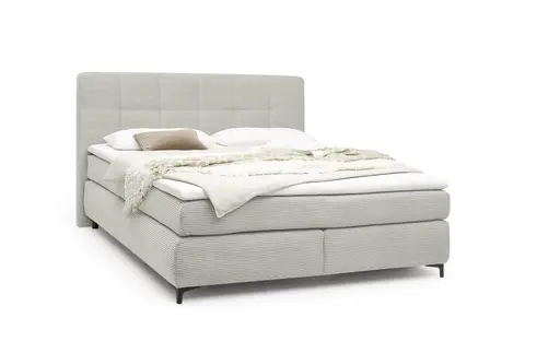 Boxspringbett- Liegefläche ca. 180x200 cm, Stoff, Graubeige, Hell