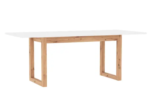 Esstisch - ausziehbar, LB ca. 160x80 cm, Weiß, Artisan Eiche Nachbildung