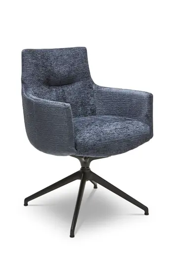 Armlehnstuhl Calgary - drehbar, Stoff, Dunkelblau