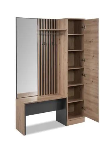 Kompaktgarderobe - Artisan Eiche Nachbildung, Anthrazit