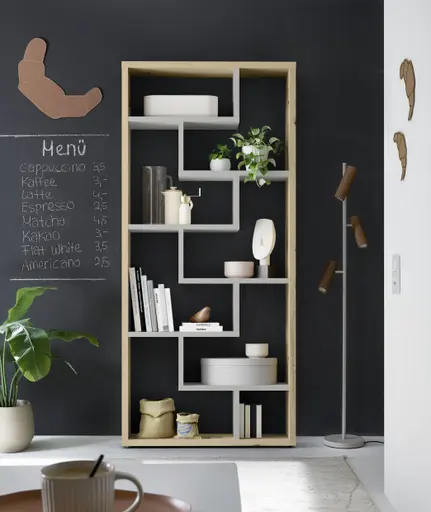 Raumteiler - B ca. 90 cm, Asteiche, Kreidegrau