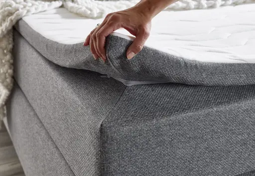 Boxspringbett SAMIRO- Liegefläche ca. 180x200 cm, Stoff, Grau