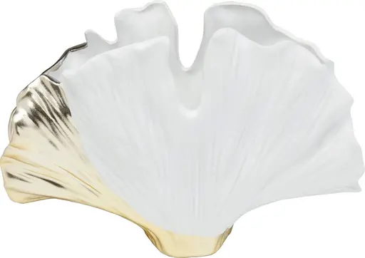 Dekovase- BHT ca. 26x18x9 cm, Steingut, glasiert, Weiß/Gold