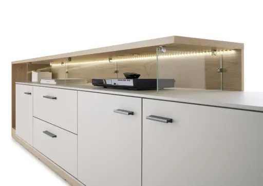 TV-Lowboard - B ca. 236 cm, Kaschmir, Cremona Eiche Torro Nachbildung