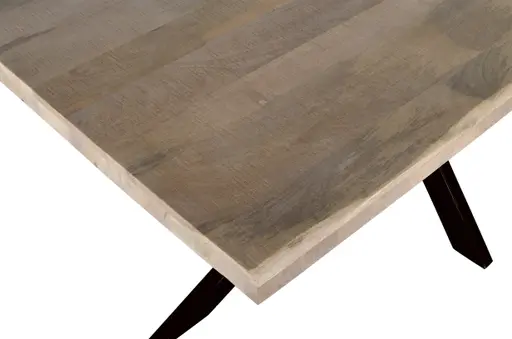 Esstisch - LB ca. 220x100 cm, Mango massiv, Baumkante, Schwarz