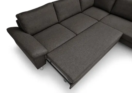 Ecksofa COOL - 2,5-Sitzer mit Ecke rechts, Querschläfer, Stoff, Mocca