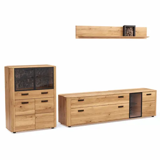 Wohnwand Vigo - Wildeiche massiv, Natur geölt