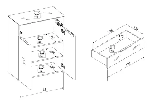 Garderobe - inkl. Sitzkissen, Weiß