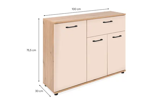 Sideboard- B ca. 100 cm, Eiche Dekor, Beige