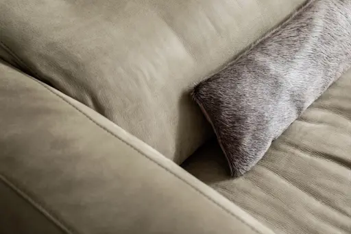 Sofa Arrezo - 3,5-Sitzer, Leder Taupe, Rücken verstellbar