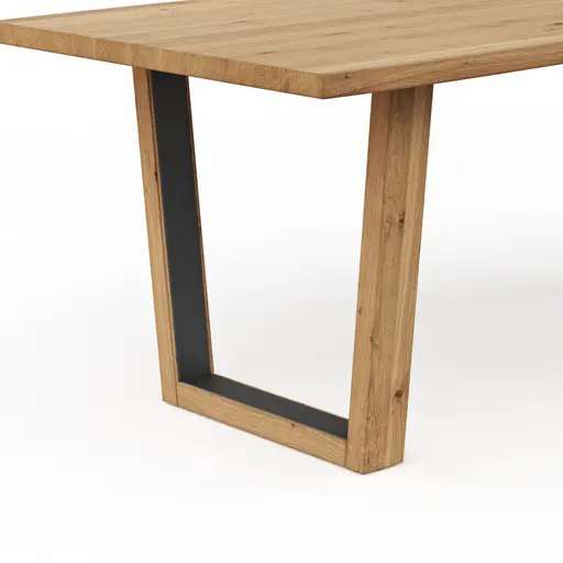 Esstisch Belfast - LB ca. 220x100 cm, Eiche massiv, mit Metalleinlage im Gestell
